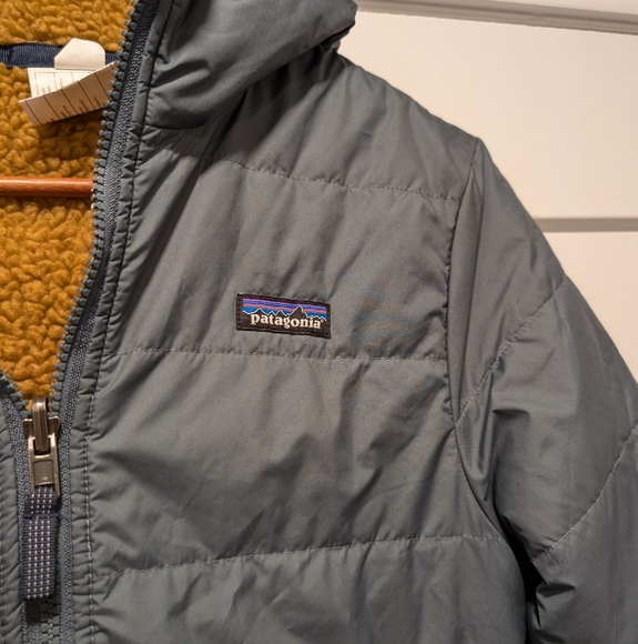 PATAGONIA Youth Puffer Reversible Sherpa Zip up coat size XL 14 - Picture 10 of 12